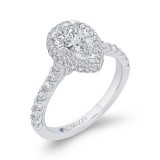 Shah Luxury 14K White Gold Pear Diamond Halo Engagement Ring (Semi-Mount) photo 2
