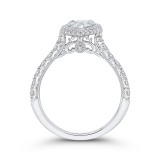 Shah Luxury 14K White Gold Pear Diamond Halo Engagement Ring (Semi-Mount) photo 4
