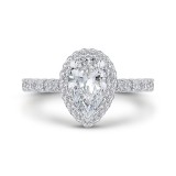 Shah Luxury 14K White Gold Pear Diamond Halo Engagement Ring (Semi-Mount) photo