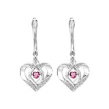 Gems One Silver Diamond (1/50 Ctw) & Createdpink Tourmaline (1/8 Ctw) Earring photo