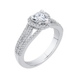 Shah Luxury 14K White Gold Heart Diamond Halo Engagement Ring with Split Shank (Semi-Mount) photo 2