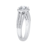 Shah Luxury 14K White Gold Heart Diamond Halo Engagement Ring with Split Shank (Semi-Mount) photo 3