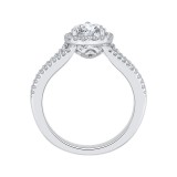 Shah Luxury 14K White Gold Heart Diamond Halo Engagement Ring with Split Shank (Semi-Mount) photo 4