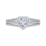Shah Luxury 14K White Gold Heart Diamond Halo Engagement Ring with Split Shank (Semi-Mount) photo