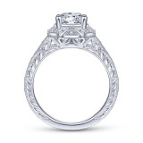 Gabriel & Co. 14k White Gold Art Deco Halo Engagement Ring photo 2