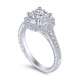 Gabriel & Co. 14k White Gold Art Deco Halo Engagement Ring photo 3