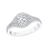 Shah Luxury 14K White Gold Oval Diamond Halo Engagement Ring (Semi-Mount) photo 2