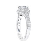 Shah Luxury 14K White Gold Oval Diamond Halo Engagement Ring (Semi-Mount) photo 3