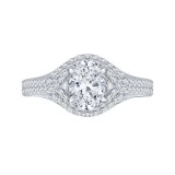 Shah Luxury 14K White Gold Oval Diamond Halo Engagement Ring (Semi-Mount) photo