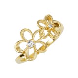 14k Yellow Gold Diamond Floral Fashion Ring photo