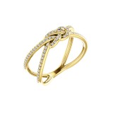 14k Yellow Gold Diamond Knot Fashion Ring photo