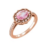 14k Rose Gold 1/3ct Diamond and Pink Topaz Ring photo
