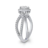 Shah Luxury Platinum Round Cut Diamond Halo Engagement Ring (Semi-Mount) photo 3