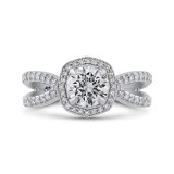 Shah Luxury Platinum Round Cut Diamond Halo Engagement Ring (Semi-Mount) photo