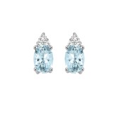 Gems One 10Kt White Gold Diamond (1/20Ctw) & Aquamarine (5/8 Ctw) Earring photo