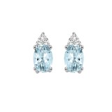 Gems One 10Kt White Gold Diamond (1/20Ctw) & Aquamarine (5/8 Ctw) Earring photo