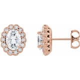 14K Rose 7x5 mm Oval Forever Oneu2122 Moissanite & 3/8 CTW Diamond Earrings photo
