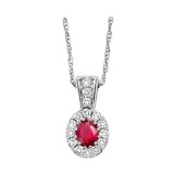 Gems One 14Kt White Gold Diamond (1/8Ctw) & Ruby (1/6 Ctw) Pendant photo