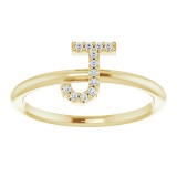 14K Yellow .05 CTW Diamond Initial J Ring photo 3