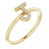 14K Yellow .05 CTW Diamond Initial J Ring photo