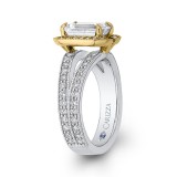 Shah Luxury 14K Two Tone Gold Emerald Diamond Engagement Ring with Split Shank (Semi-Mount) photo 3