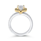 Shah Luxury 14K Two Tone Gold Emerald Diamond Engagement Ring with Split Shank (Semi-Mount) photo 4
