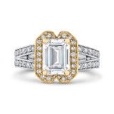 Shah Luxury 14K Two Tone Gold Emerald Diamond Engagement Ring with Split Shank (Semi-Mount) photo
