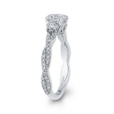 Shah Luxury 14K White Gold Round Diamond Engagement Ring with Split Shank (Semi-Mount) photo 3