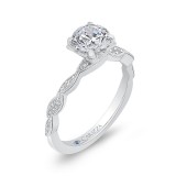 Shah Luxury 14K White Gold Round Diamond Floral Engagement Ring (Semi-Mount) photo 2