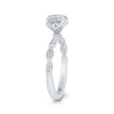 Shah Luxury 14K White Gold Round Diamond Floral Engagement Ring (Semi-Mount) photo 3
