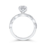 Shah Luxury 14K White Gold Round Diamond Floral Engagement Ring (Semi-Mount) photo 4