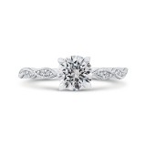 Shah Luxury 14K White Gold Round Diamond Floral Engagement Ring (Semi-Mount) photo