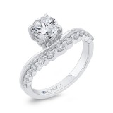 Shah Luxury 14K White Gold Round Cut Diamond Engagement Ring (Semi-Mount) photo 2