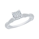 Shah Luxury 14K White Gold Princess Diamond Engagement Ring with Criss-Cross Shank (Semi-Mount) photo 2