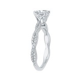 Shah Luxury 14K White Gold Princess Diamond Engagement Ring with Criss-Cross Shank (Semi-Mount) photo 3