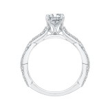 Shah Luxury 14K White Gold Princess Diamond Engagement Ring with Criss-Cross Shank (Semi-Mount) photo 4