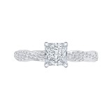 Shah Luxury 14K White Gold Princess Diamond Engagement Ring with Criss-Cross Shank (Semi-Mount) photo