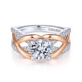 Gabriel & Co. 14k Two Tone Gold Contemporary Twisted Engagement Ring photo
