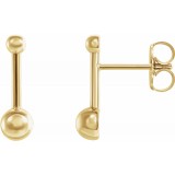 14K Yellow Bar & Ball Earrings photo