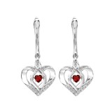 Gems One Silver Diamond (1/50 Ctw) & Created-Garnet (1/8 Ctw) Earring photo