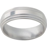 Titanium Flat Band with Double Milgrain Grooved Edges and Polish Finish photo