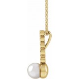 14K Yellow Cultured Akoya Pearl & 1/8 CTW Diamond Bar 16-18 Necklace photo 2