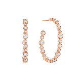 Henri Daussi 14k Rose Gold Diamond Hoop Earrings photo