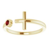 14K Yellow Mozambique Garnet Negative Space Cross Ring photo 3