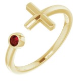 14K Yellow Mozambique Garnet Negative Space Cross Ring photo