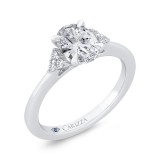 Shah Luxury 14K Two Tone Gold Three Stone Plus Round Diamond Engagement Ring photo 2