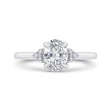 Shah Luxury 14K Two Tone Gold Three Stone Plus Round Diamond Engagement Ring photo