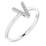 14K White .04 CTW Diamond Initial V Ring photo