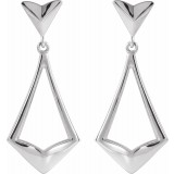 14K White Geometric Dangle Earrings with Backs photo 2