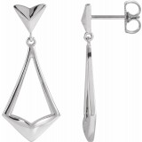 14K White Geometric Dangle Earrings with Backs photo